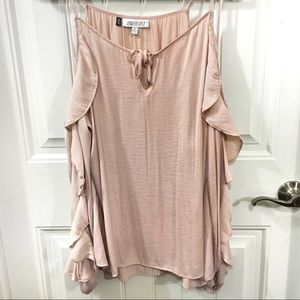 Pastel pink cold shoulder blouse